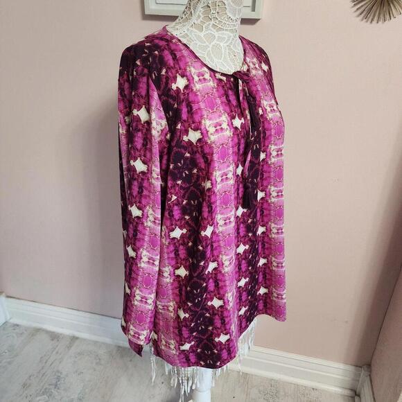 Tops - Flawless pink snakeskin patterned blouse Linea by Louis Dell'Olio 1X adorb